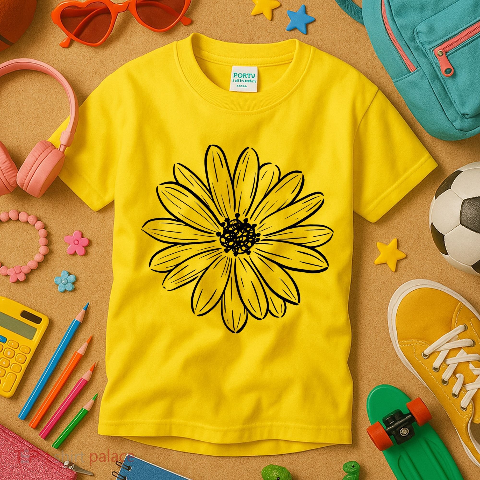 Spring Daisy Floral Kids T-Shirt