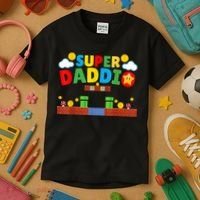 Super Dad Father's Day Gamer Daddy Super Daddio Kids T-Shirt thumb 3
