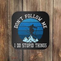 Ski Dont Follow Me Skiing Freestyle Funny Skier Gift Coaster thumb 0