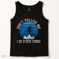 Ski Dont Follow Me Skiing Freestyle Funny Skier Gift Tank Top thumb 2