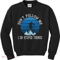 Ski Dont Follow Me Skiing Freestyle Funny Skier Gift Kids Sweatshirt thumb 0