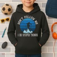 Ski Dont Follow Me Skiing Freestyle Funny Skier Gift Kids Hoodie thumb 2