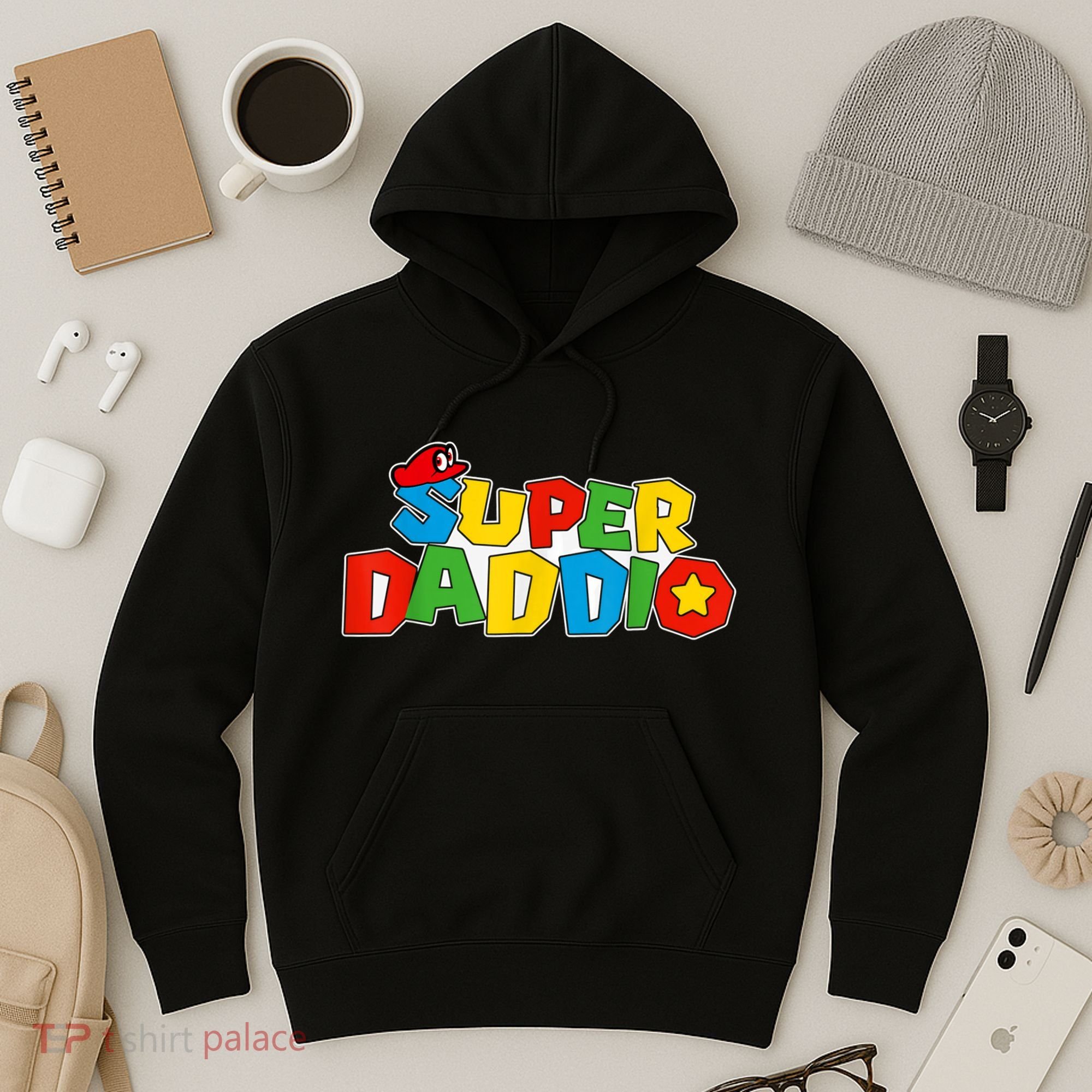Super Daddio Funny Gamer Dad Fathers Day Video Game Lover Hoodie