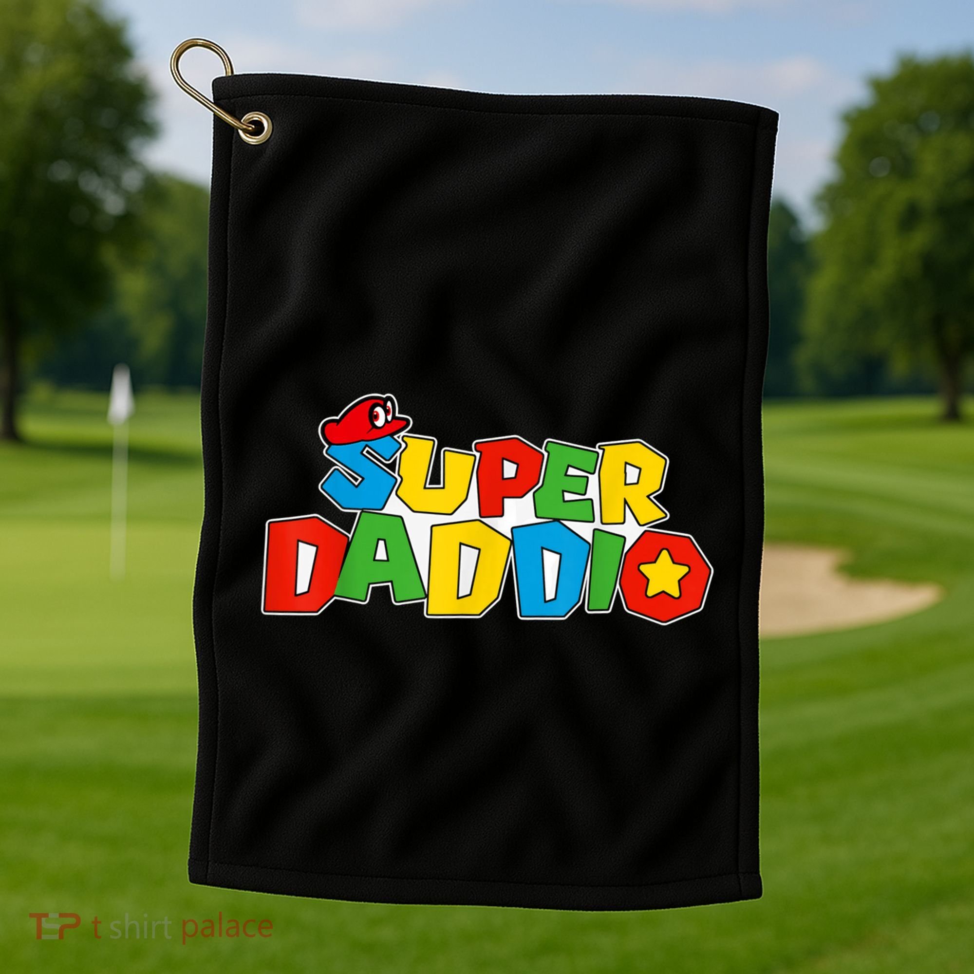 Super Daddio Funny Gamer Dad Fathers Day Video Game Lover Golf Towel
