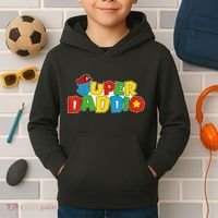 Super Daddio Funny Gamer Dad Fathers Day Video Game Lover Kids Hoodie thumb 2