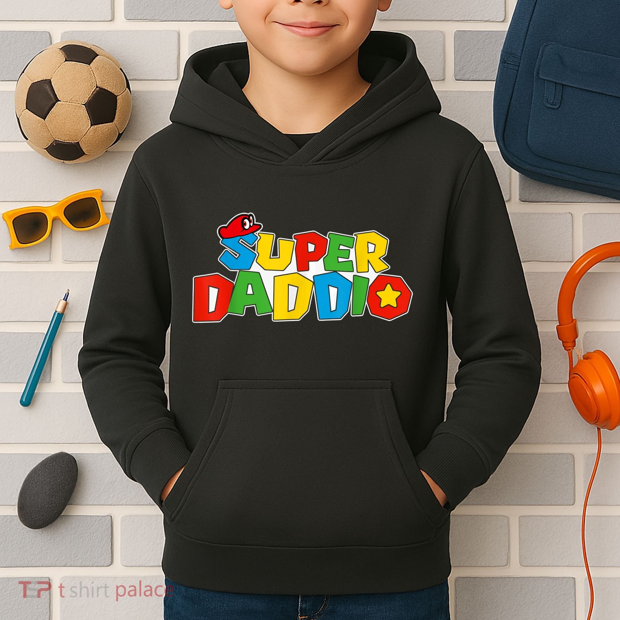 Super Daddio Funny Gamer Dad Fathers Day Video Game Lover Kids Hoodie
