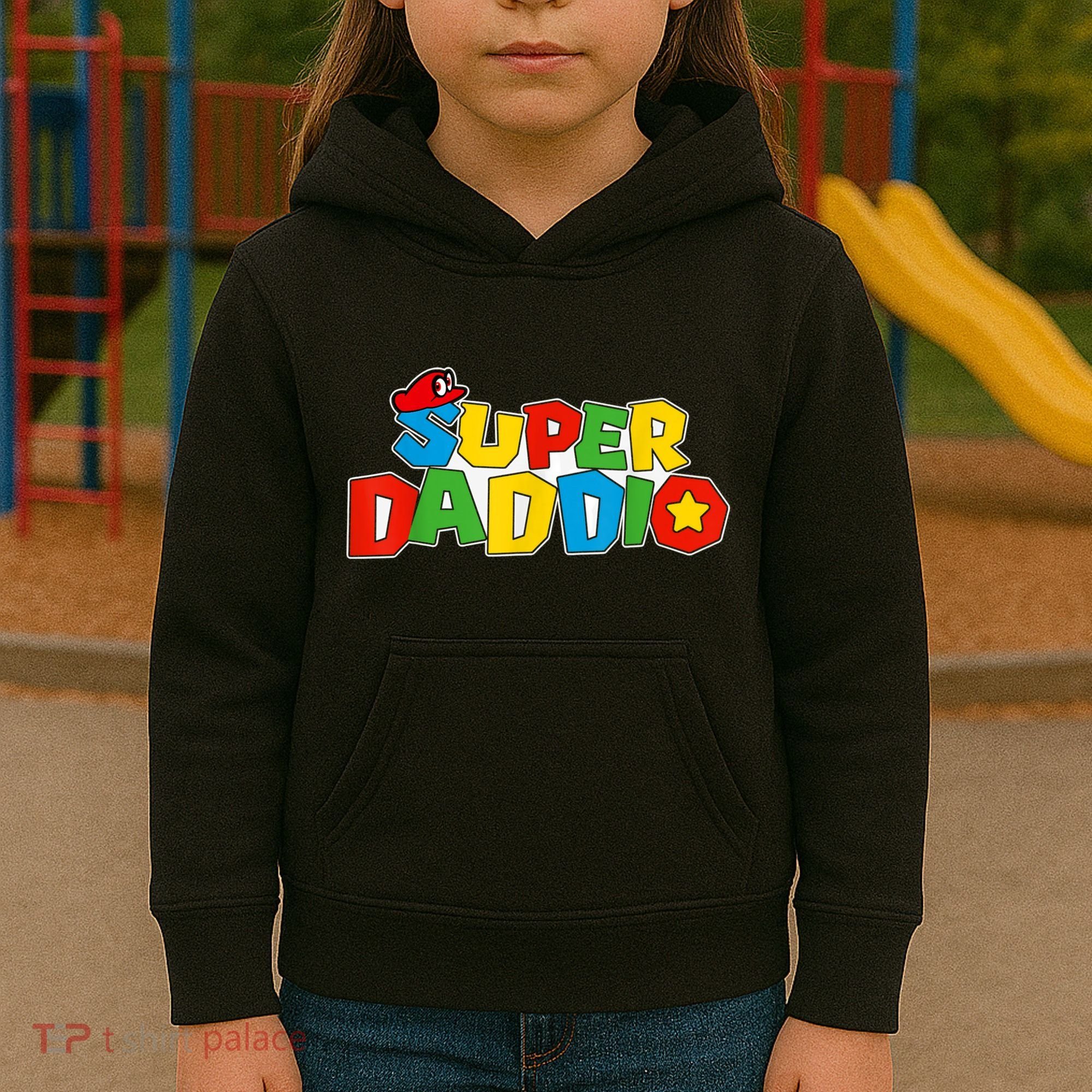 Super Daddio Funny Gamer Dad Fathers Day Video Game Lover Kids Hoodie
