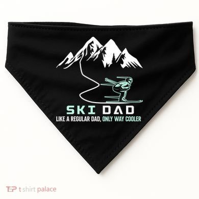 Ski Dad Funny Cute Winter Skiing Gift USA-Made Doggie Bandana