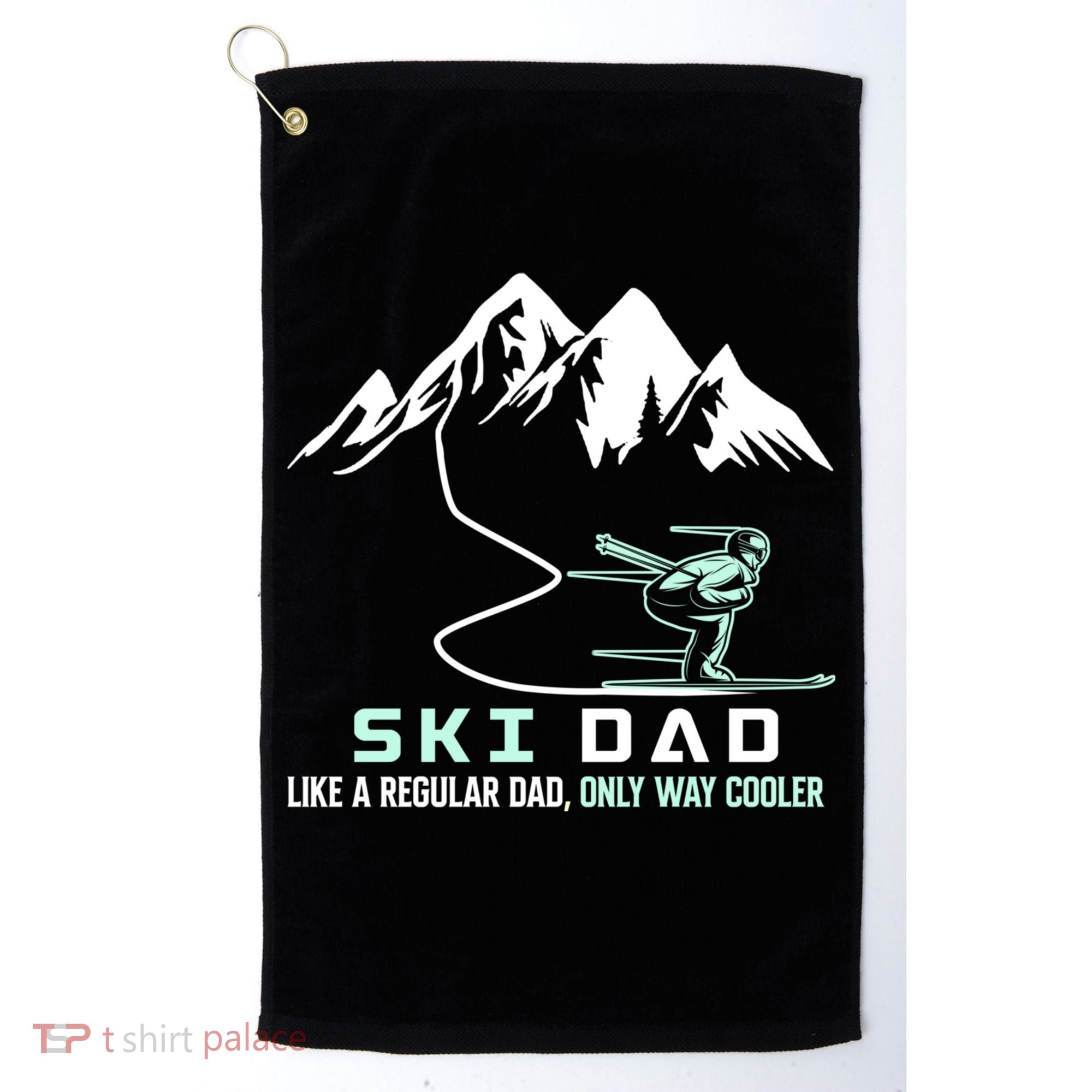 Ski Dad Funny Cute Winter Skiing Gift Golf Towel