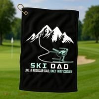 Ski Dad Funny Cute Winter Skiing Gift Golf Towel thumb 1