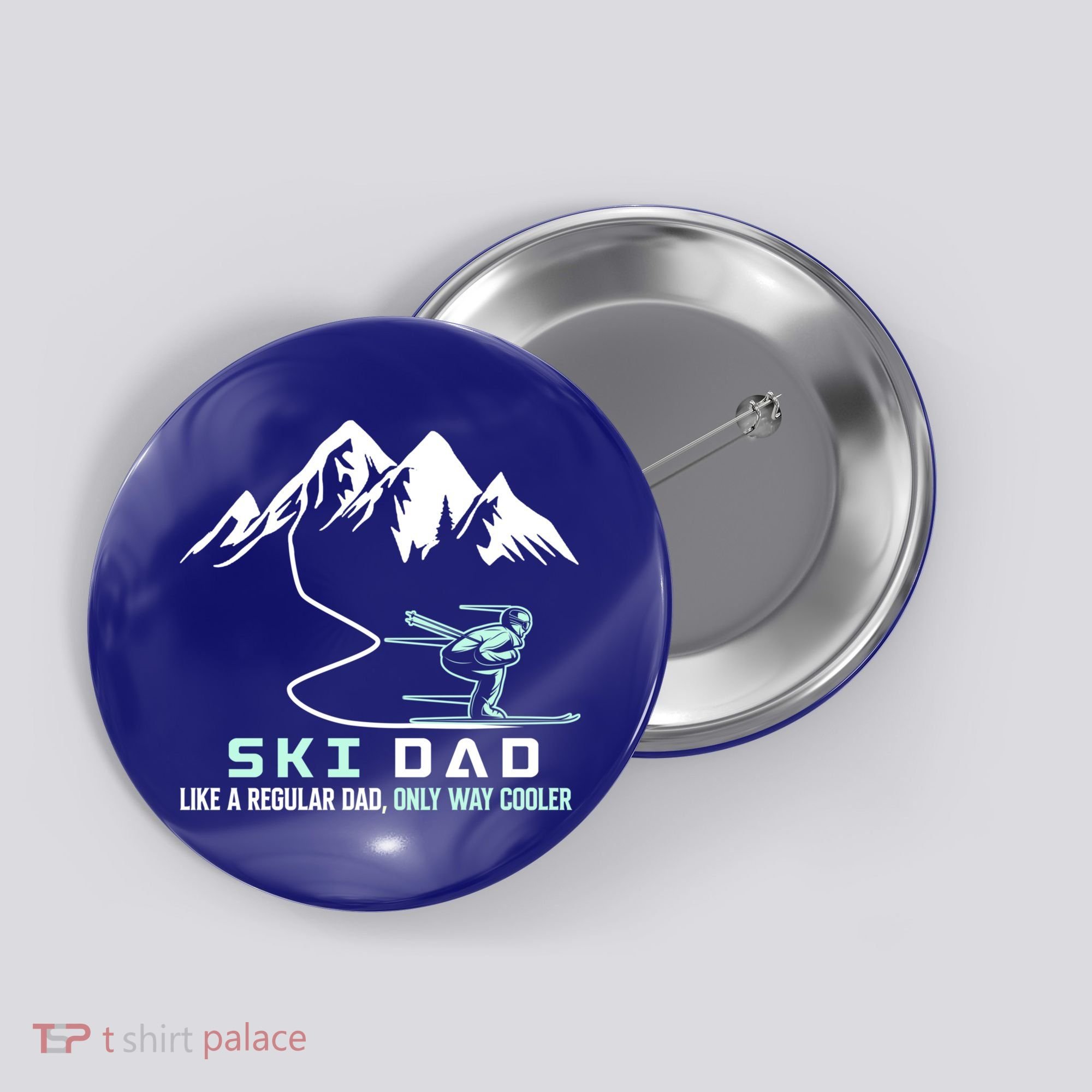 Ski Dad Funny Cute Winter Skiing Gift Button