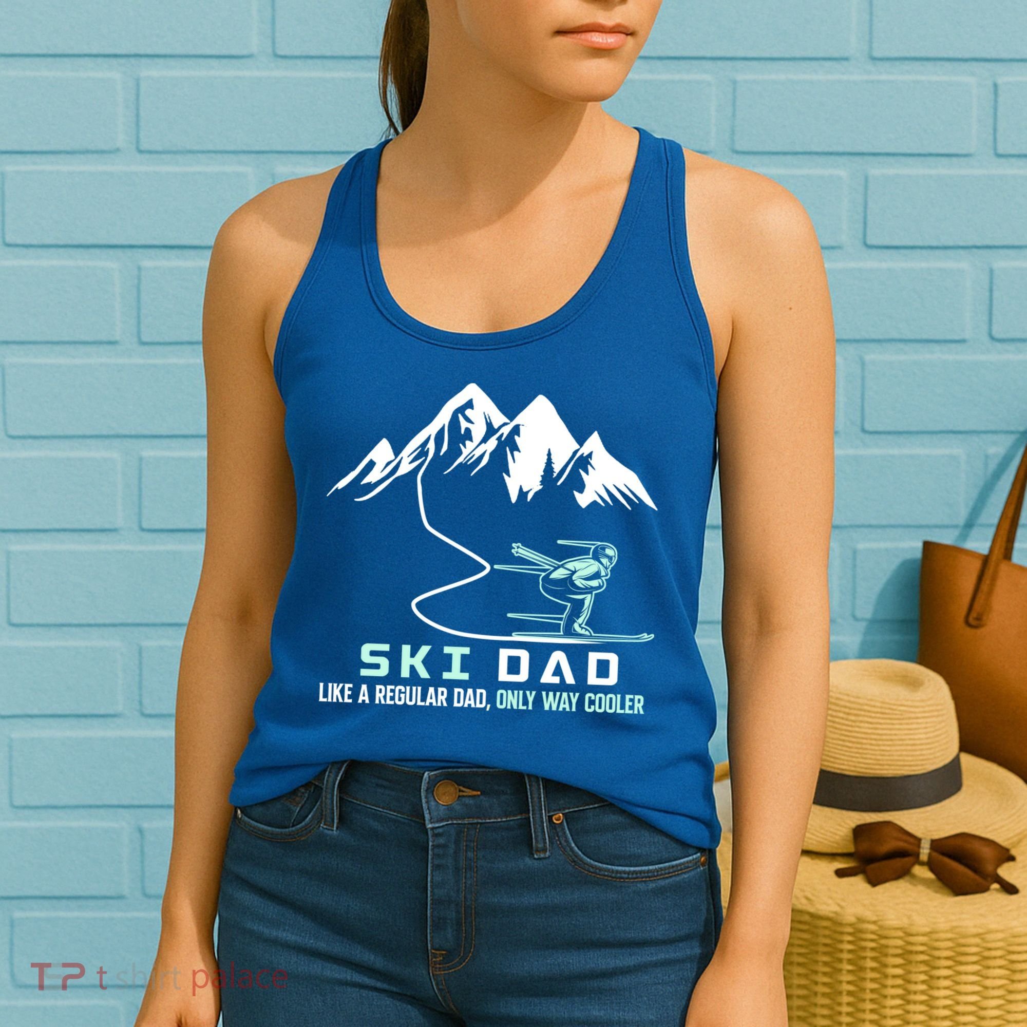 Ski Dad Funny Cute Winter Skiing Gift Women's Tank Top