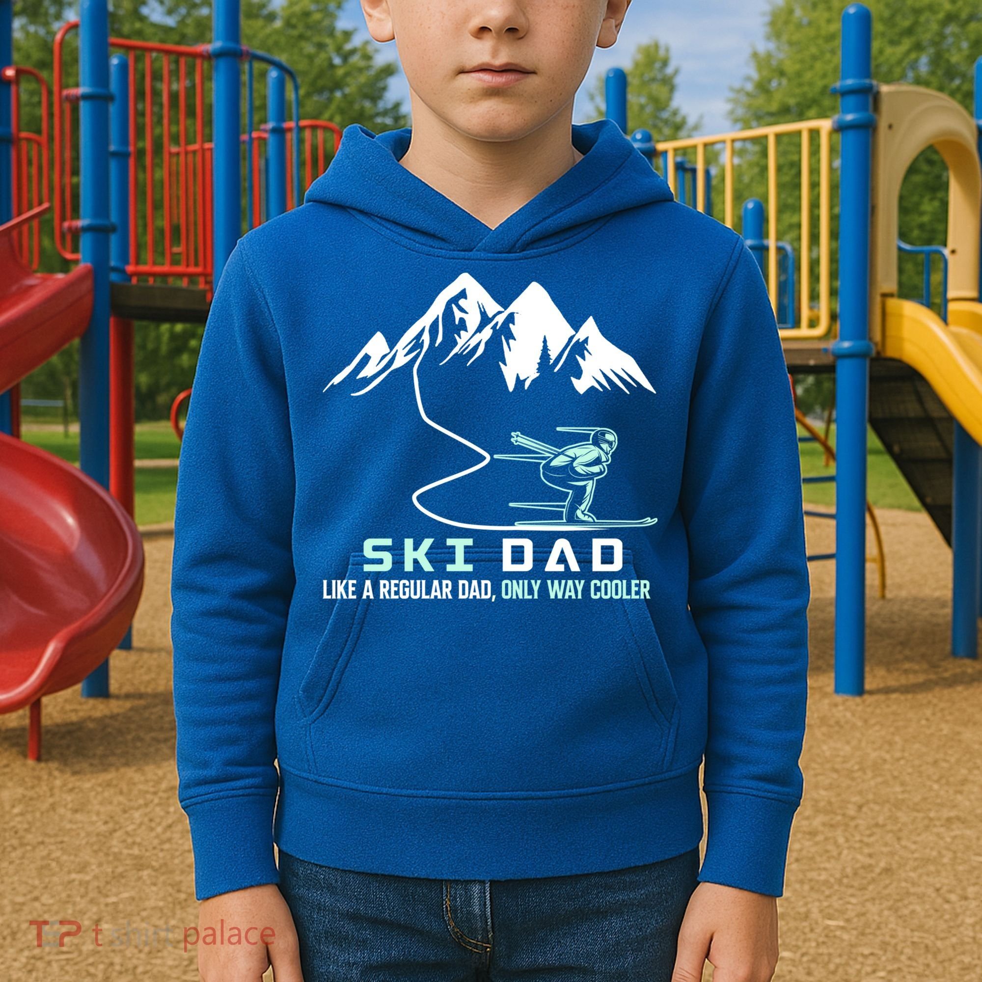 Ski Dad Funny Cute Winter Skiing Gift Kids Hoodie