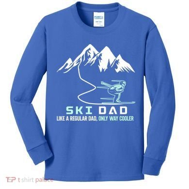 Ski Dad Funny Cute Winter Skiing Gift Kids Long Sleeve Shirt