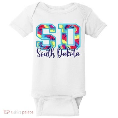 South Dakota Funny Tie Dye Vintage Retro Baby Bodysuit