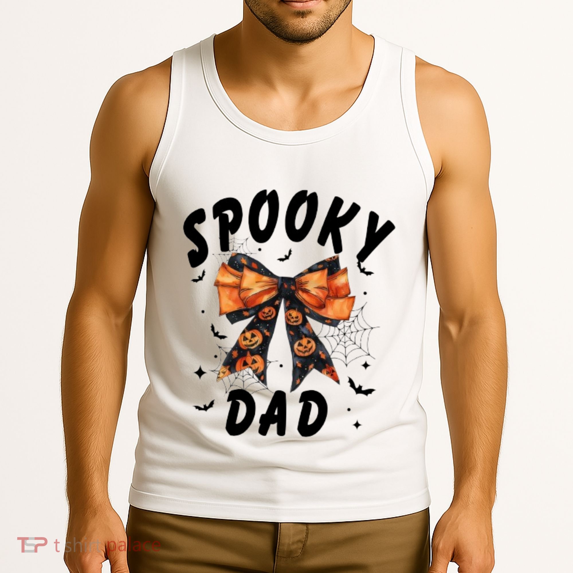 Spooky Dad Funny Pumpkin Halloween Season Matching Family Tank Top