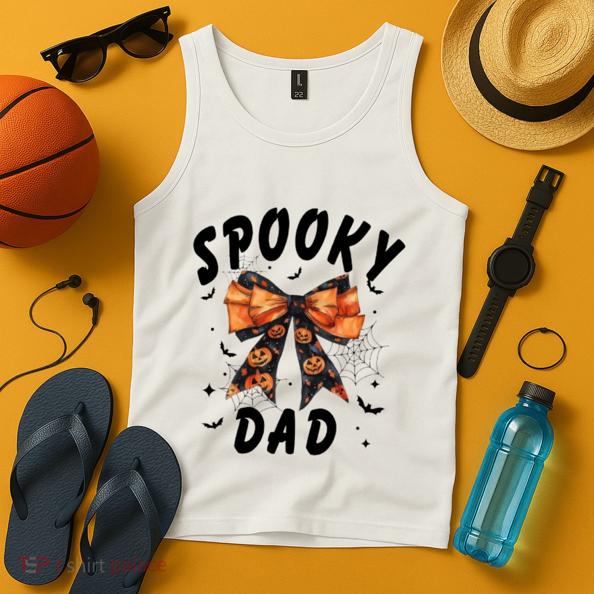 Spooky Dad Funny Pumpkin Halloween Season Matching Family Tank Top