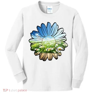 Summer Daisy Field Kids Long Sleeve Shirt
