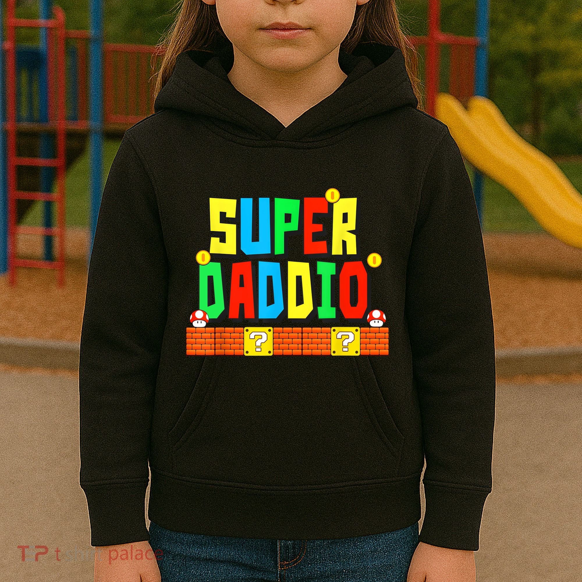 Super Daddio Funny Saying Gamer Father’s Day Gift Kids Hoodie