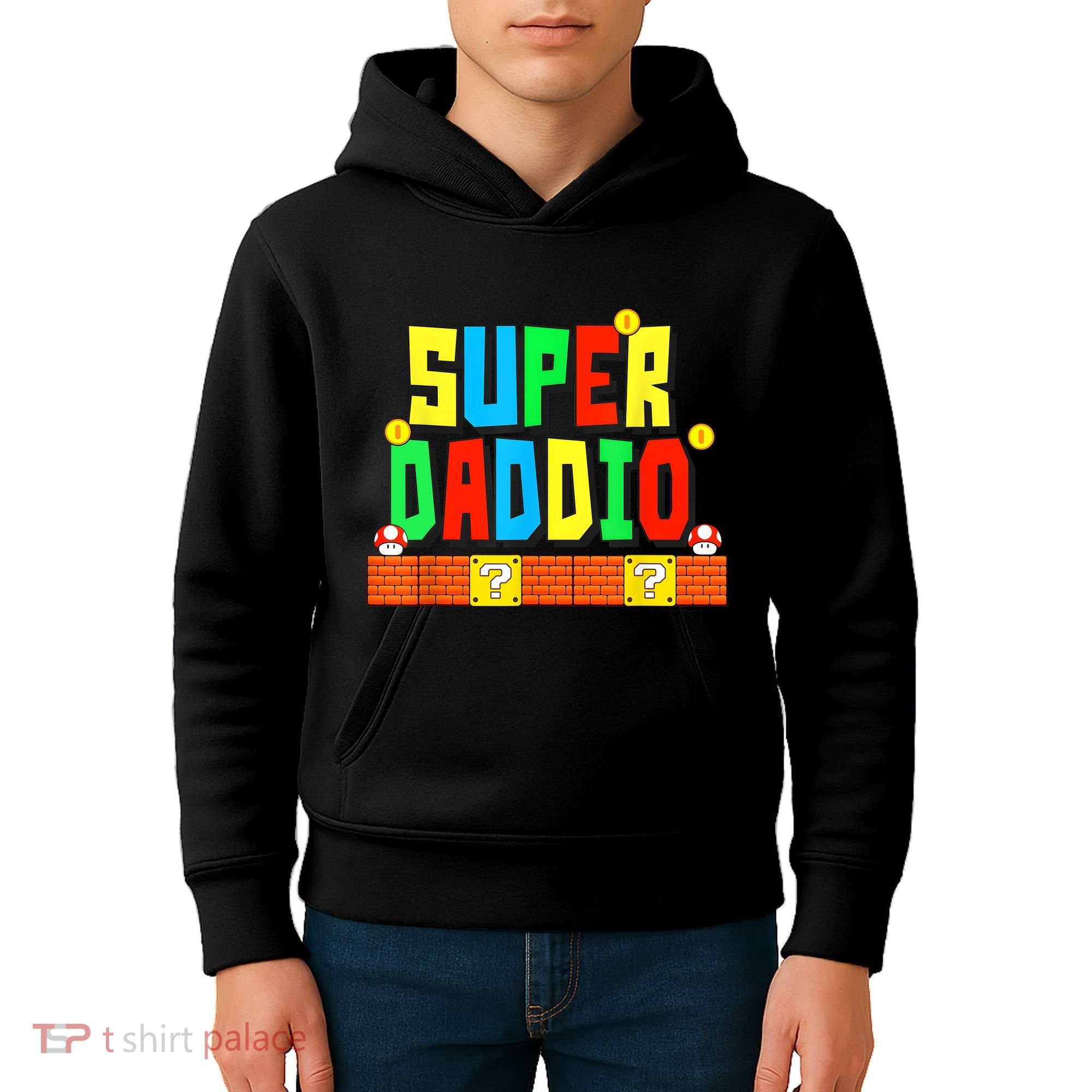 Super Daddio Funny Saying Gamer Father’s Day Gift Kids Hoodie