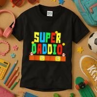 Super Daddio Funny Saying Gamer Father’s Day Gift Kids T-Shirt thumb 3