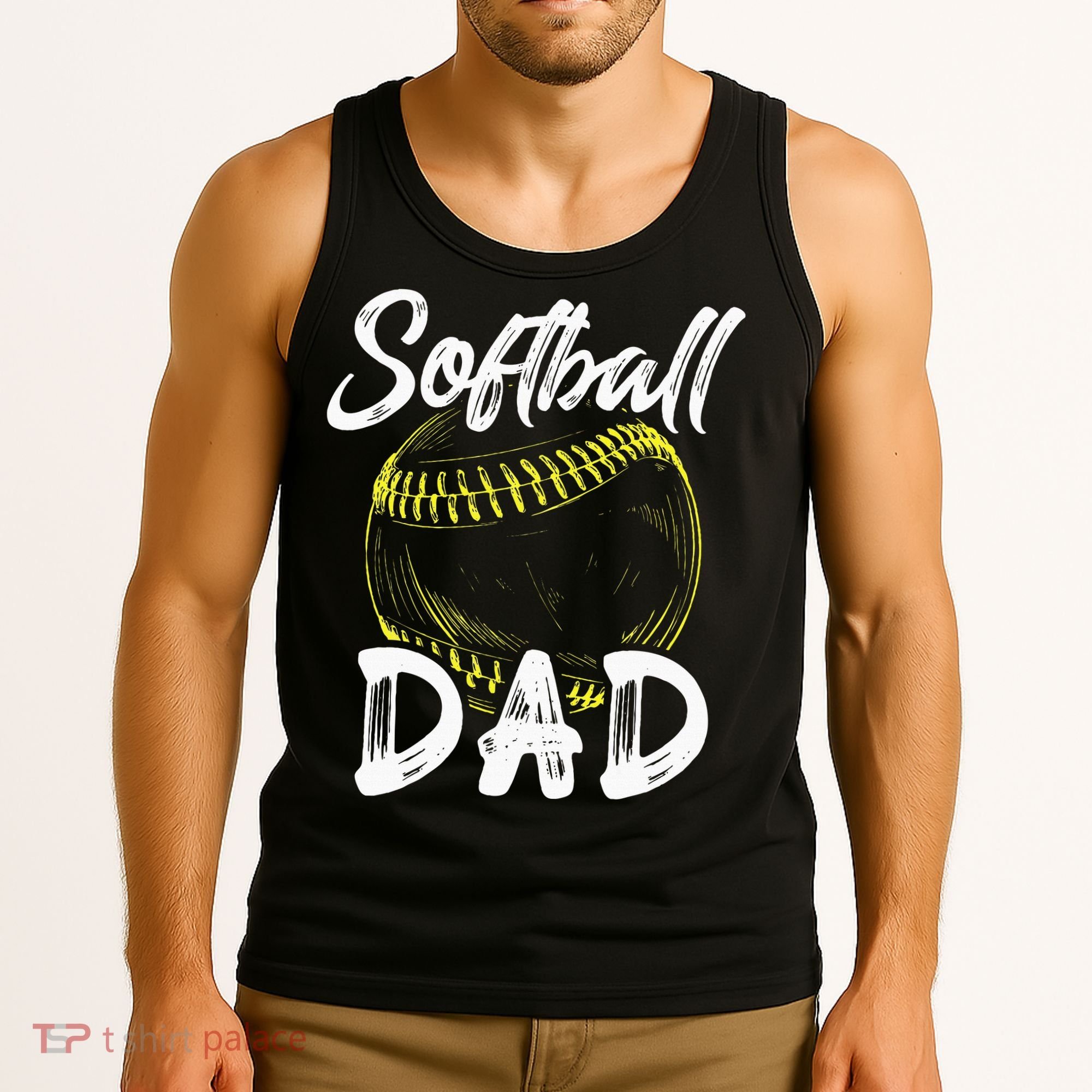 Softball Dad For Him Family Matching Player Tank Top