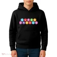 Super Daddio Funny Dad Gift Kids Hoodie thumb 4