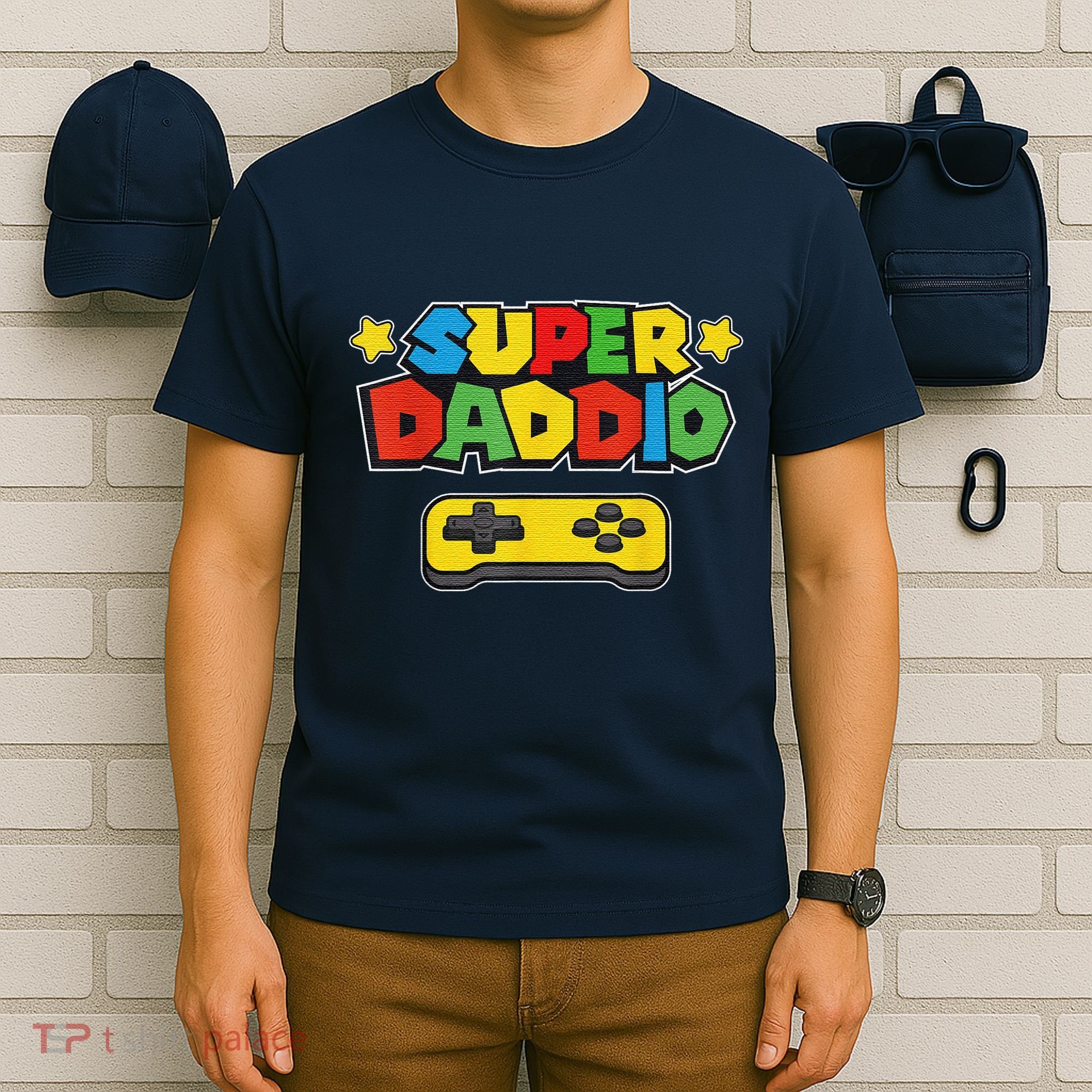 Super Daddio Gamer Dad Fathers Day Gift Papa Gift From Son Daughter Grandkids T-Shirt