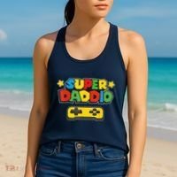 Super Daddio Gamer Dad Fathers Day Gift Papa Gift From Son Daughter Grandkids Women's Tank Top thumb 2