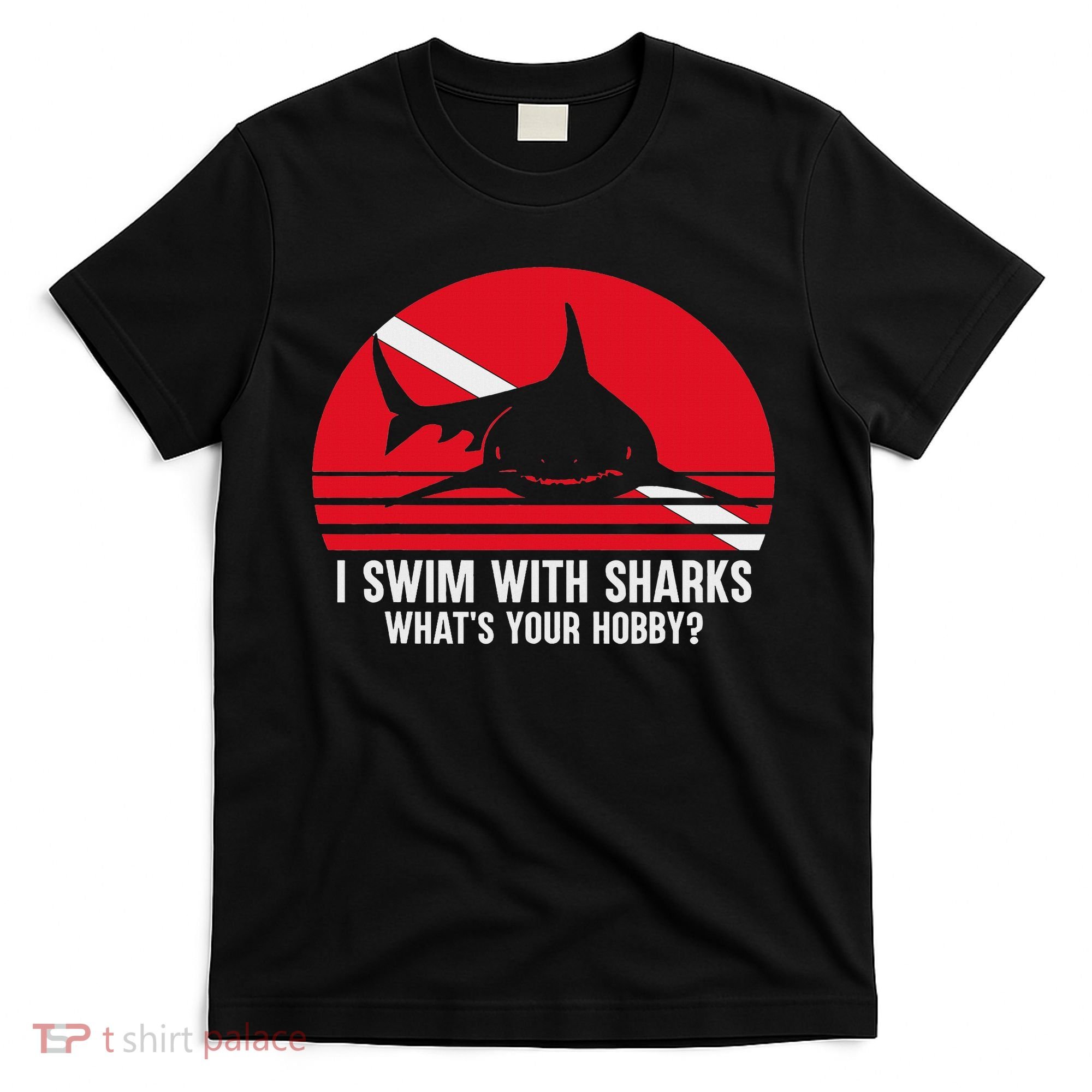 Scuba Diver Gift Shark Ocean Vintage Scuba Diving Flag T-Shirt