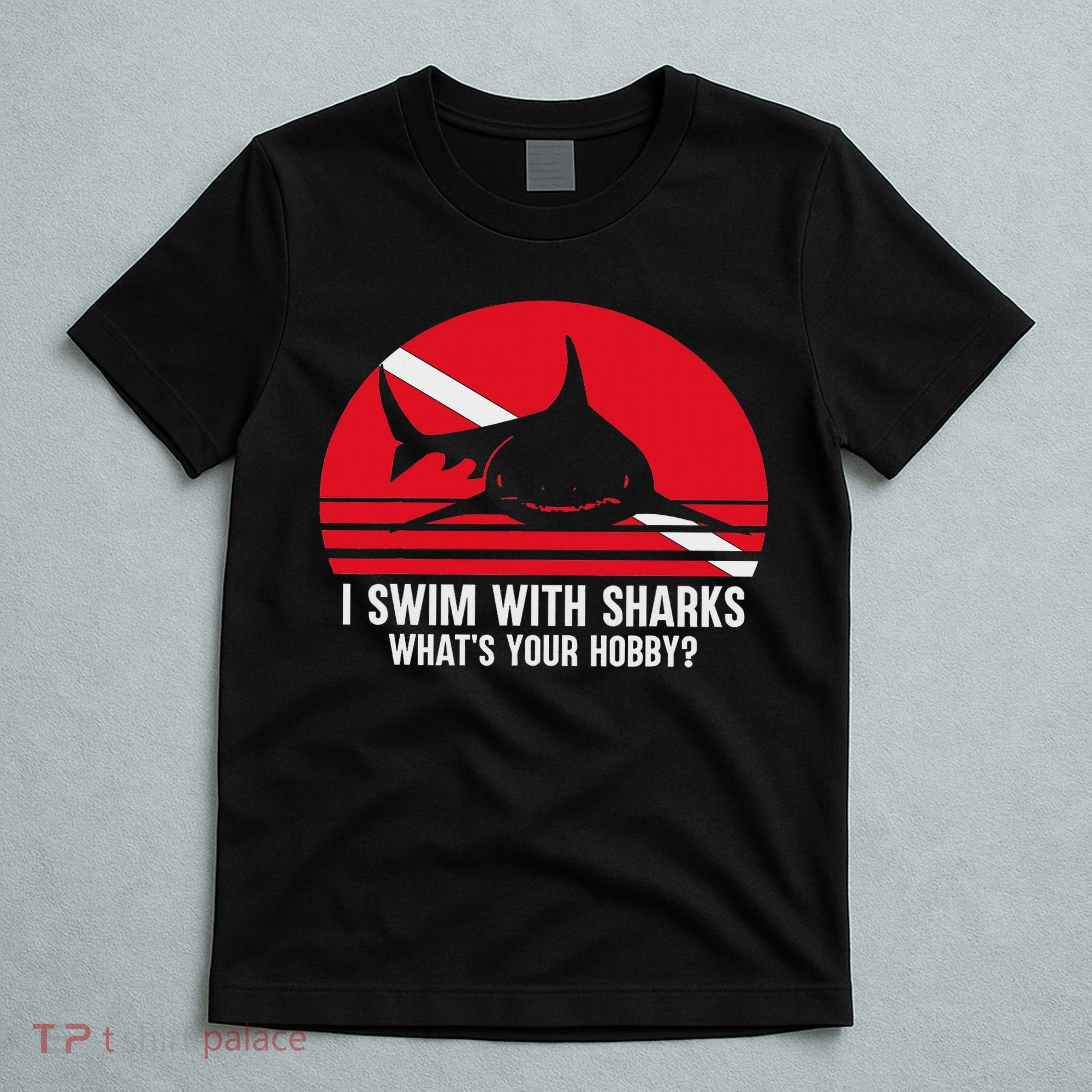 Scuba Diver Gift Shark Ocean Vintage Scuba Diving Flag T-Shirt