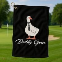 Silly Daddy Goose And Silly Mama Goose Matching Goose Family Golf Towel thumb 1