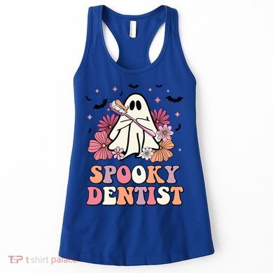 Spooky Dentist Ghost Halloween Dental Trick Or Teeth Gift Women's Tank Top