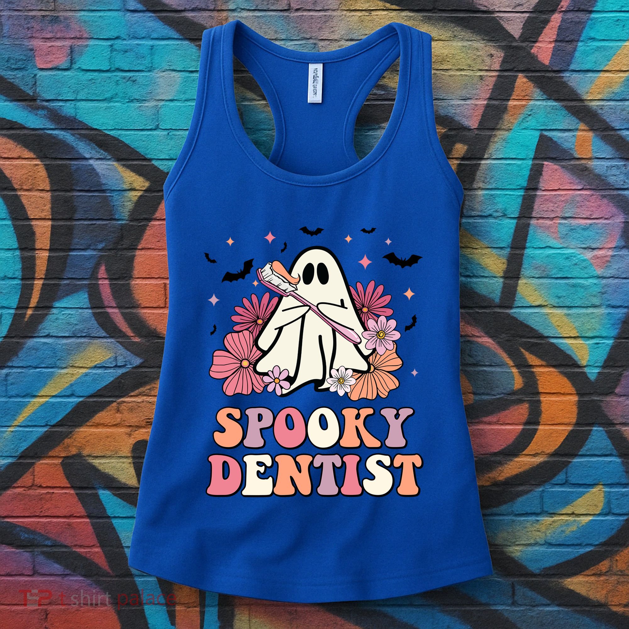 Spooky Dentist Ghost Halloween Dental Trick Or Teeth Gift Women's Tank Top