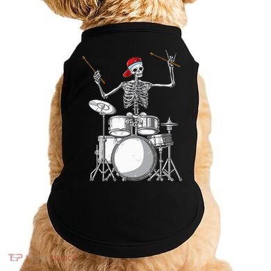 Skeleton Drummer Halloween Costume Playing Drums Gift Doggie Tank