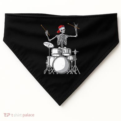 Skeleton Drummer Halloween Costume Playing Drums Gift USA-Made Doggie Bandana