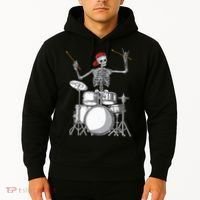 Skeleton Drummer Halloween Costume Playing Drums Gift Hoodie thumb 2
