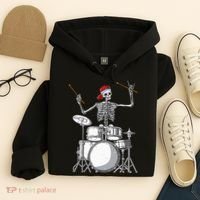 Skeleton Drummer Halloween Costume Playing Drums Gift Hoodie thumb 4