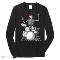 Skeleton Drummer Halloween Costume Playing Drums Gift Long Sleeve Shirt thumb 0