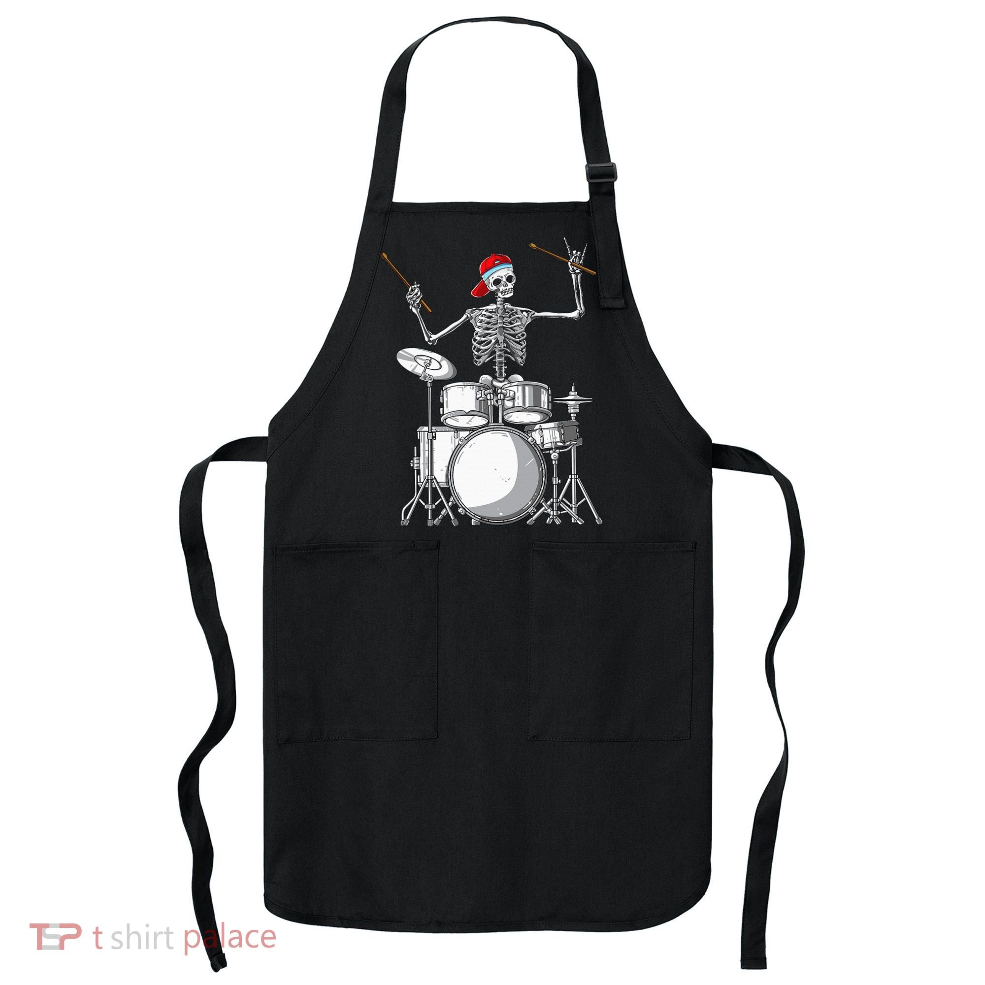 Skeleton Drummer Halloween Costume Playing Drums Gift Apron