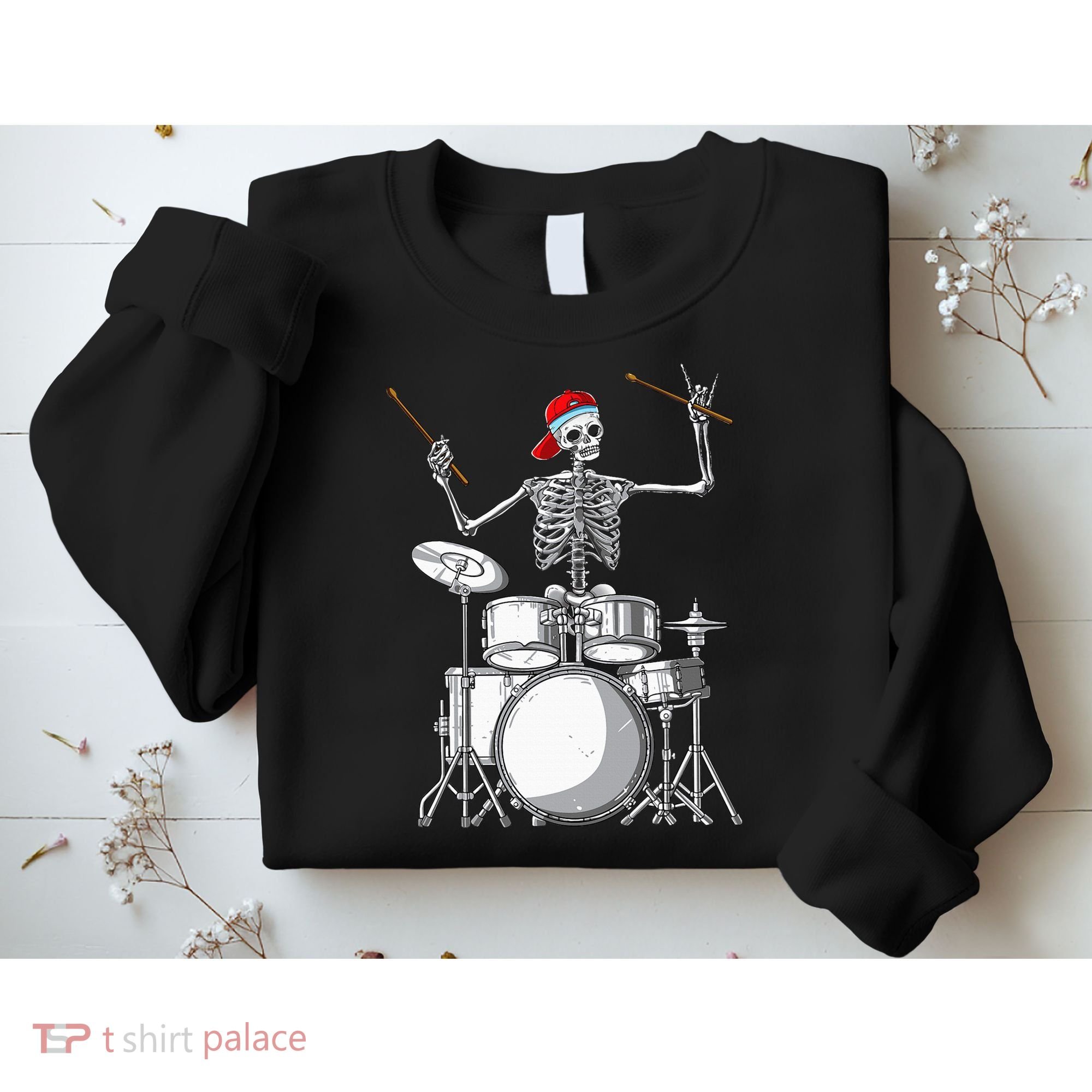 Skeleton Drummer Halloween Costume Playing Drums Gift Sweatshirt