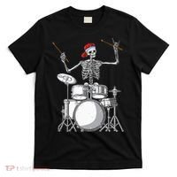 Skeleton Drummer Halloween Costume Playing Drums Gift T-Shirt thumb 0