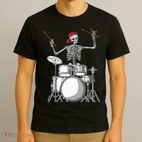 Skeleton Drummer Halloween Costume Playing Drums Gift T-Shirt thumb 3