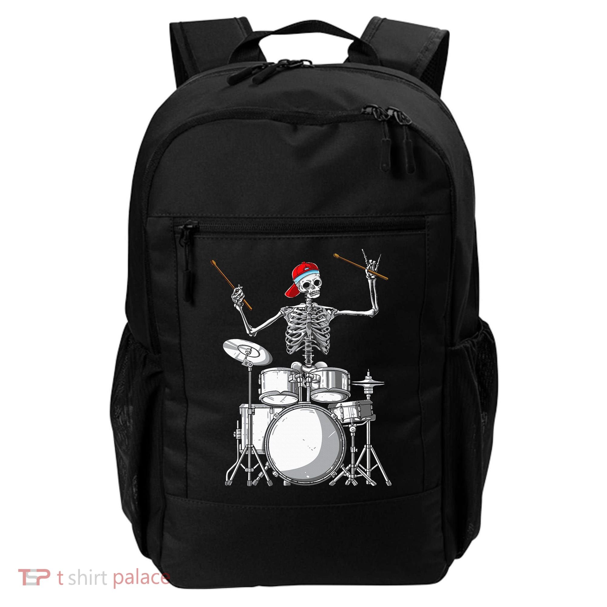 Skeleton Drummer Halloween Costume Playing Drums Gift Backpack
