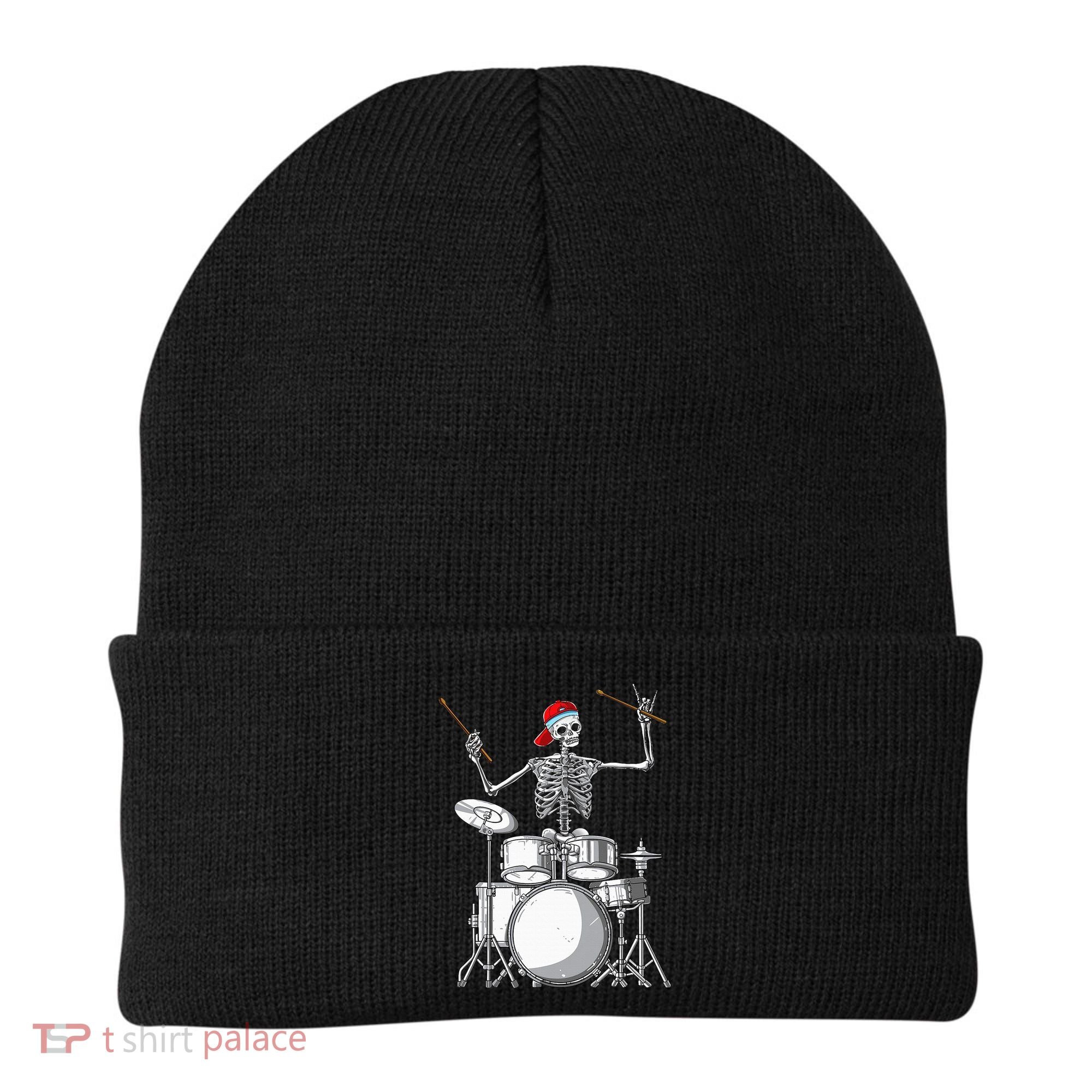 Skeleton Drummer Halloween Costume Playing Drums Gift Beanie