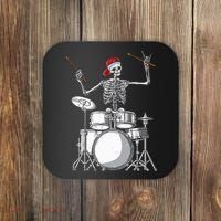 Skeleton Drummer Halloween Costume Playing Drums Gift Coaster thumb 0