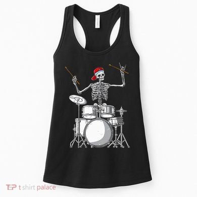 Skeleton Drummer Halloween Costume Playing Drums Gift Women's Tank Top