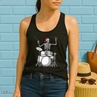 Skeleton Drummer Halloween Costume Playing Drums Gift Women's Tank Top thumb 2