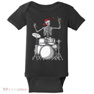 Skeleton Drummer Halloween Costume Playing Drums Gift Baby Bodysuit