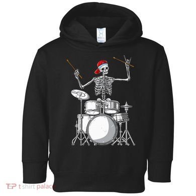 Skeleton Drummer Halloween Costume Playing Drums Gift Toddler Hoodie